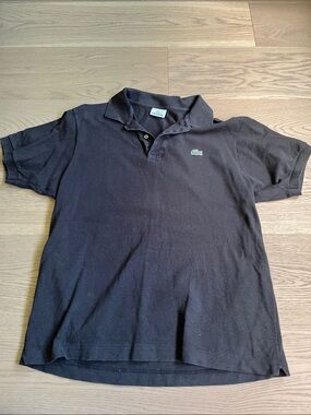 Lacoste Black Polo Shirt with Green Crocodile